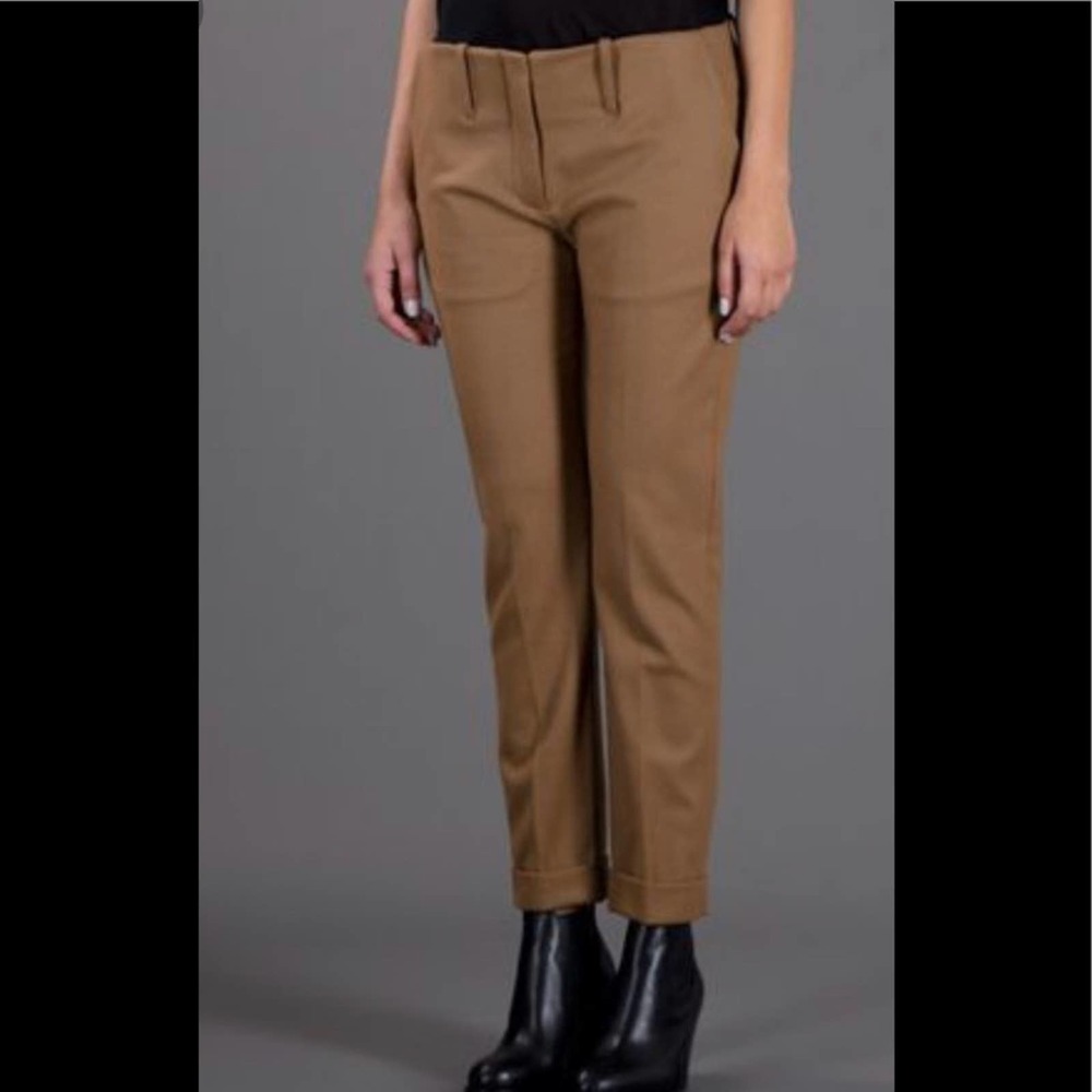 Acne Brooke Camel Turn Up Cropped Slim Trousers - Picture 2 of 10